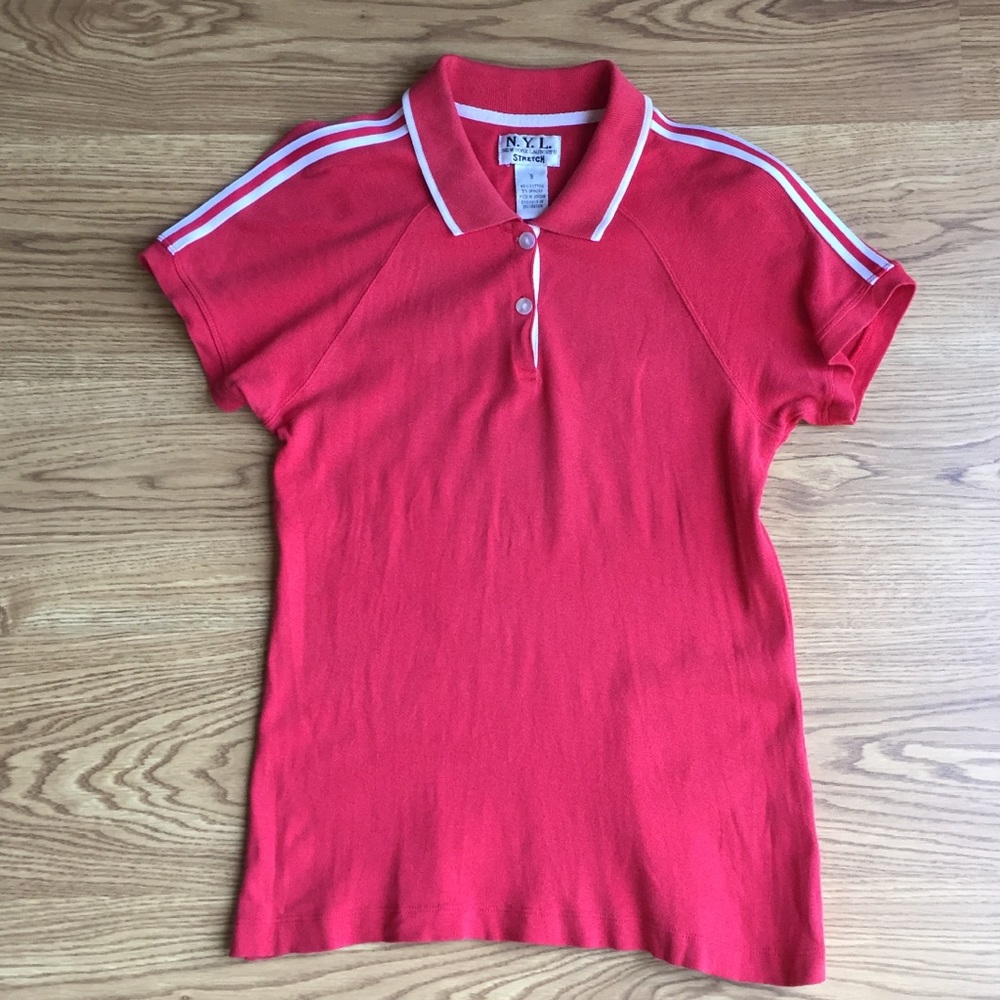 Vintage Cherry Red/white Polo by N.Y.L size S